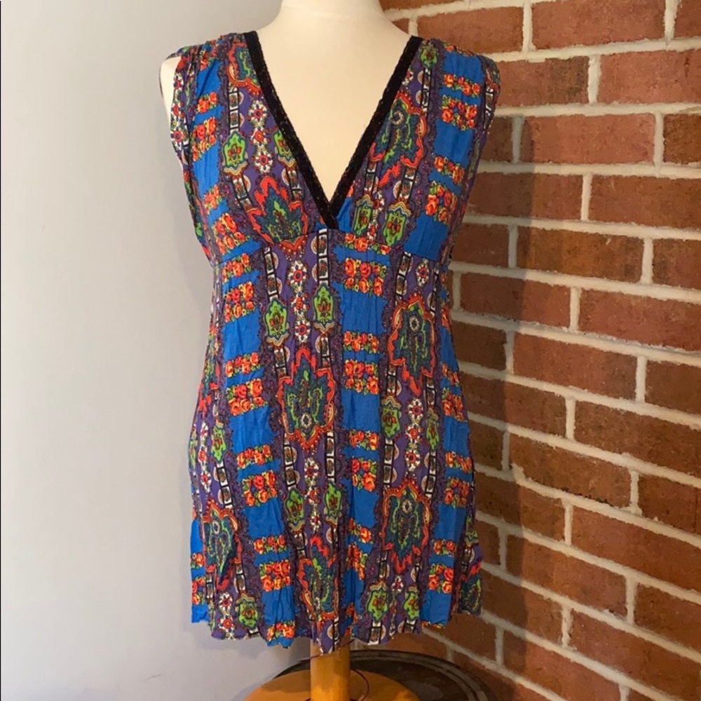 Free People blue V-neck babydoll top